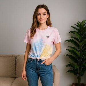 Vans Tie Dye Short Sleeve Waist Knot Tie T-Shirt Artsy Tropical Streetwear Y2K S